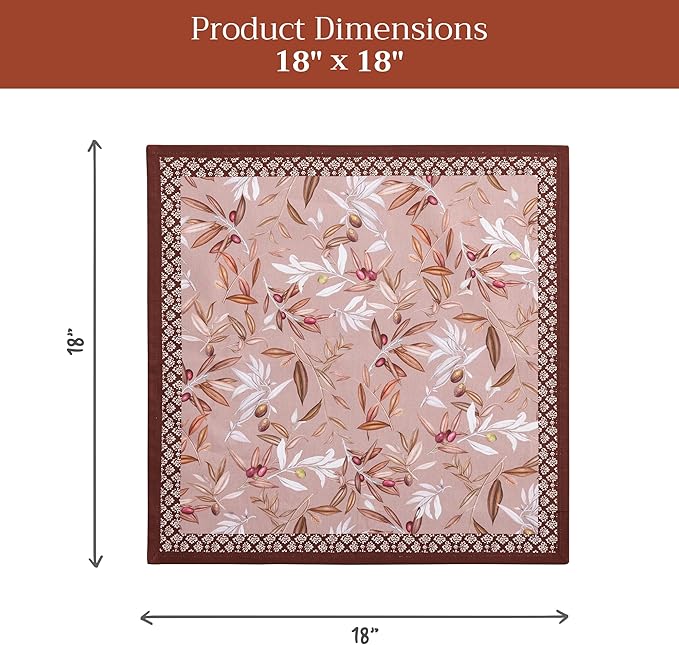 Maison d' Hermine Cloth Napkins Set of 4 100% Cotton Soft & Durable Everyday Reusable Square Napkins Cloth Washable, Dinner, Cocktail Party, Wedding, Restaurant (Nyons, 18" x 18")