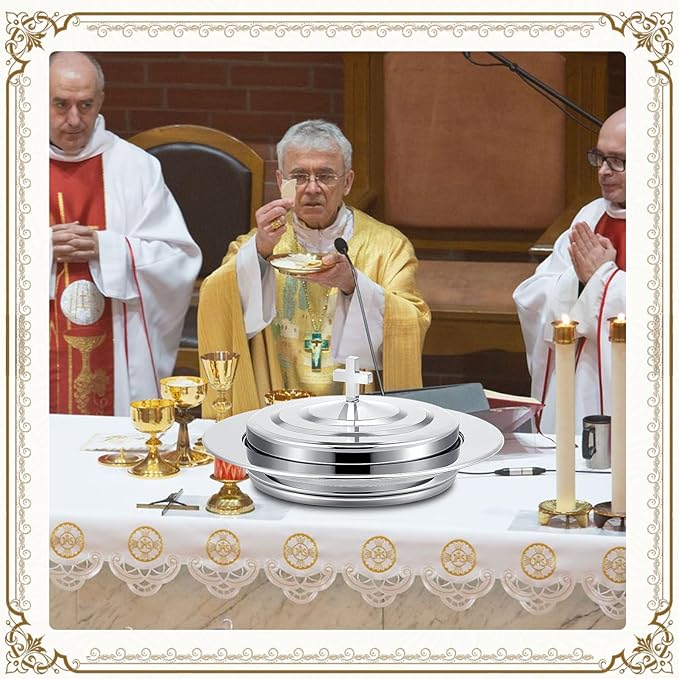 Cmmunion Trays for Churches, Communion Set Communion Tray with Lid Set Communion Plates for Church Supplies Communion Supplies (Silver)