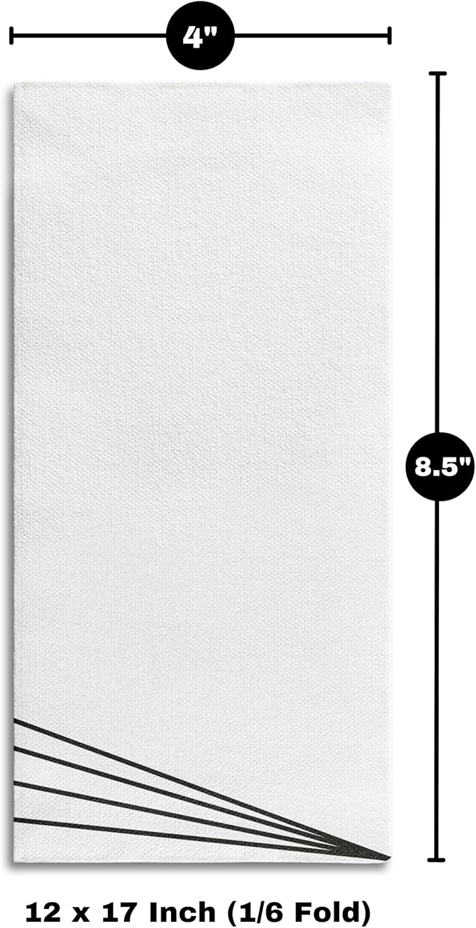 50 Pack Linen Feel Guest Paper Hand Towels | Disposable Super Absorbent Airlaid Paper Towels For Bathroom, Party, Weddings, Or Events | 12 x 17 Inches 1/6 Folded Decorative Design