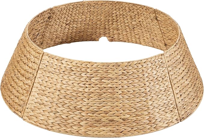 Best Choice Products 24in Christmas Tree Collar, Woven Hyacinth 3-Piece Holiday Rattan Tree Skirt Accessory for Home w/Cord Cut-Out - Natural