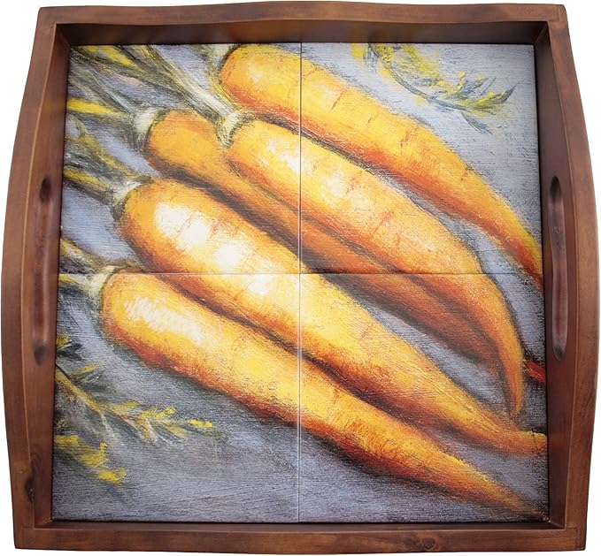 4 Tile Serving Tray 14" x 14" x 4" (CARROTS)