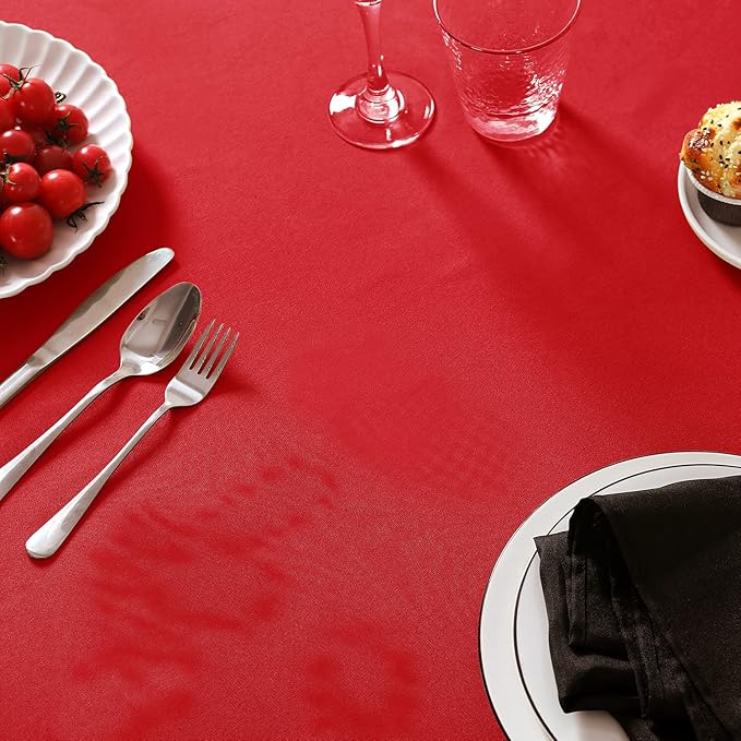 6 Pack Red Round Tablecloths 120 Inches Table Cloth Stain and Wrinkle Resistant Washable Polyester Table Cover Fabric for Party, Wedding,Dining,and Banquet Decoration