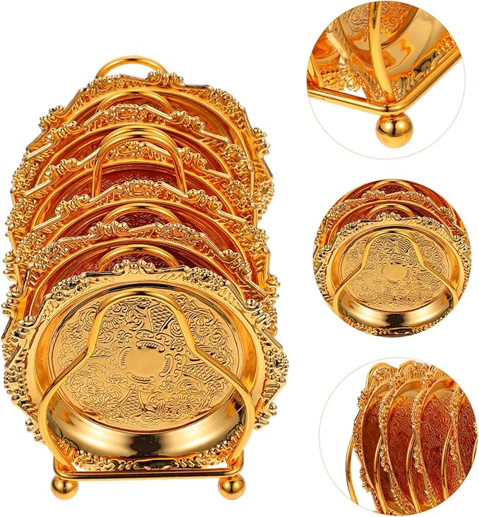 1 Set Elegant Golden Food Serving Dish Rack Plates for Snacks Fruits Appetizers for Weddings Parties Home Decoration Daily Use Storage Tray