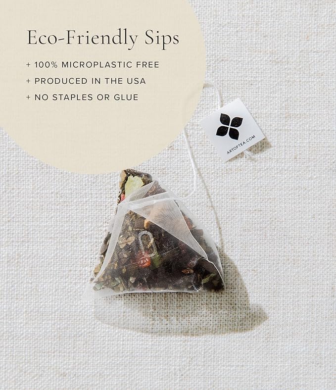 Art of Tea | Dark Chocolate Peppermint Dessert Tea | Organic Black Tea | 50 Eco Friendly Pyramid Tea Bag Sachets