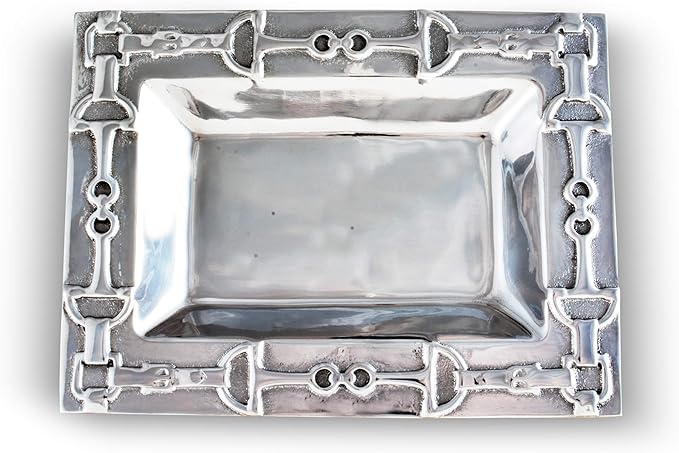Arthur Court Designs Aluminum Equestrian Food Service Tray, Desktop Storage Organizer, Catchall, Valet, Nightstand or Dresser 10 inch Long
