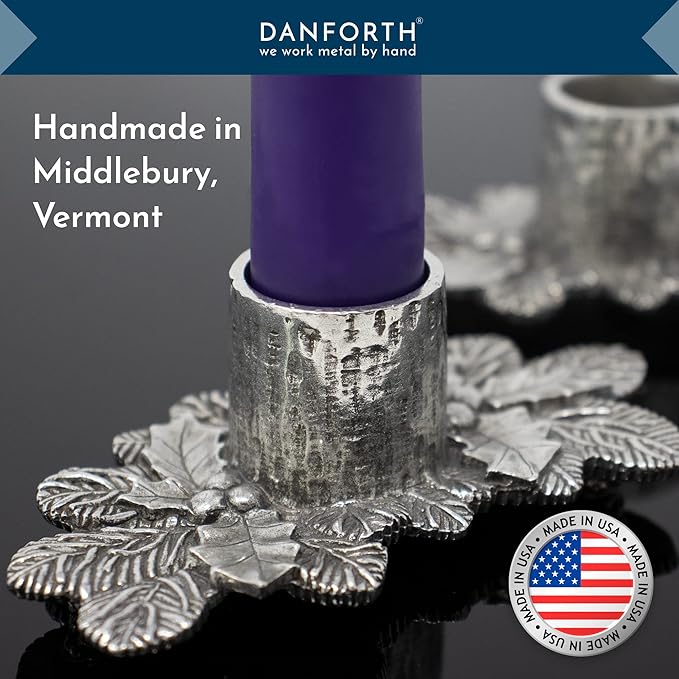 Danforth Advent Wreath Candle Holder Set – Handcrafted Pewter Advent Candle Holders – Made in USA