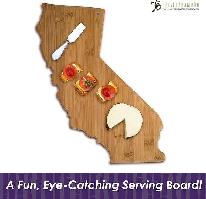 Totally Bamboo 20-7962CA California State Shaped Bamboo Serving and Cutting Board