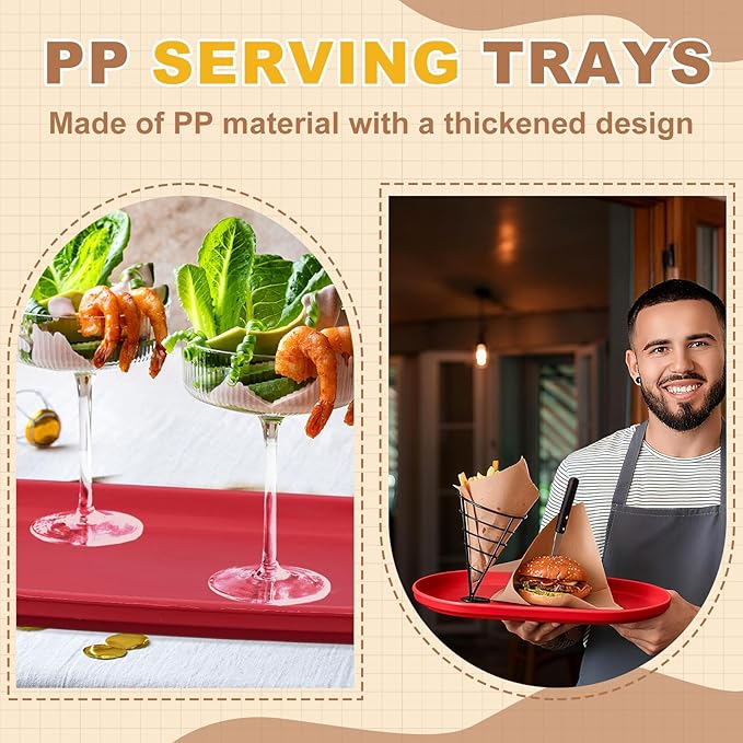 uxcell 2Pcs Fast Food Serving Trays, 9.4x5.1 Oval Reusable Restaurant Serving Trays for Kitchen Restaurant Coffee Fruit Burger Lunch Dessert, Cream White