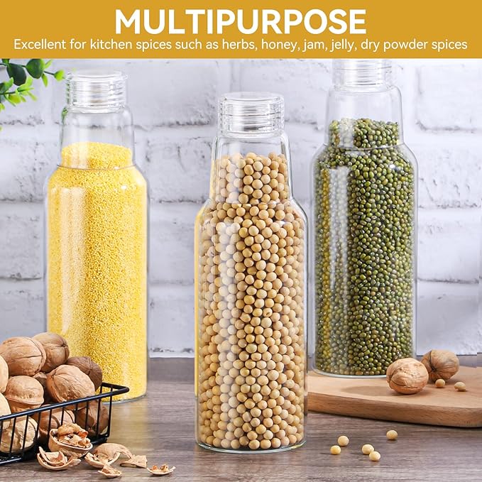 CWHHRN 34 Oz Glass Juice Bottles with Lids, Glass Bottles, BPA Free, Borosilicate Glass for Juicing, Smoothies, Infused Water, Beverage Storage, Shaker Bottles (1 Pack)