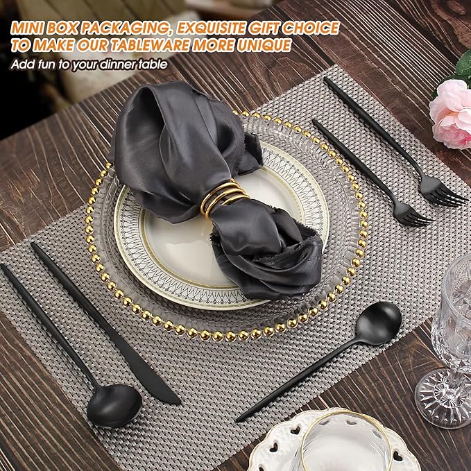 Matte Black Silverware Set,BEGEEL 20 Piece Stainless Steel Flatware Set,Service for 4,Satin Finish Tableware,Cutlery Sets,Utensil Sets for Kitchen and Home,Dishwasher Safe