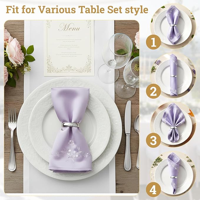 Suream Set of 12 Napkin Holders Buckles, Metal Napkin Rings for Dinning, Table, Party, Events, Thanksgiving Christmas Table Decor(Bright Silver Semicircle)