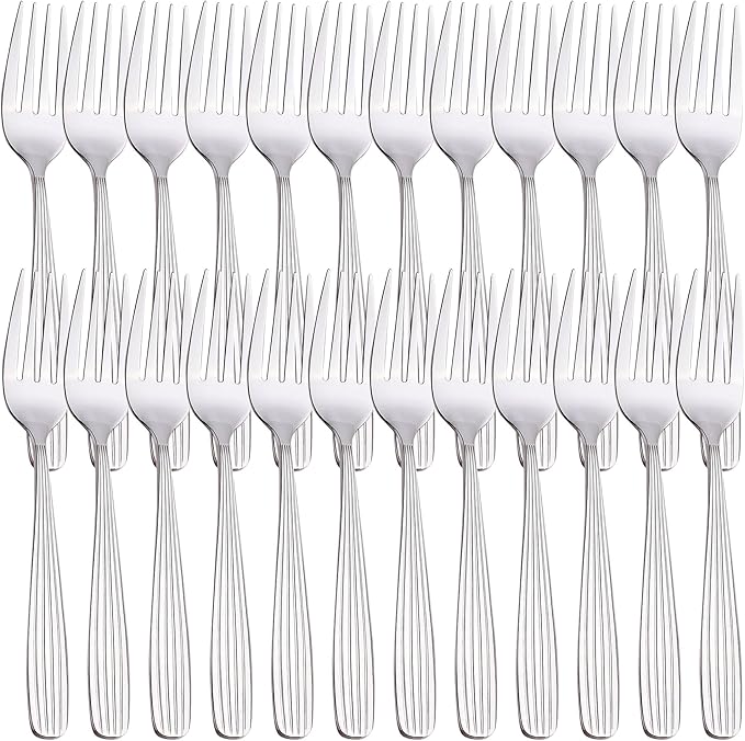 Dinner Forks, Spoons & Dinner knives Set, Food Grade Stainless Steel Silverware Set, Mirror Polished, Dishwasher Safe Flatware Set (24-Pcs, Dinner Forks)