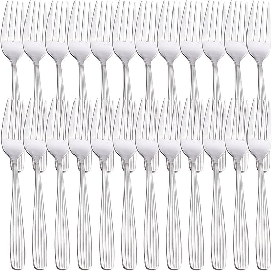 Dinner Forks, Spoons & Dinner knives Set, Food Grade Stainless Steel Silverware Set, Mirror Polished, Dishwasher Safe Flatware Set (24-Pcs, Dinner Forks)