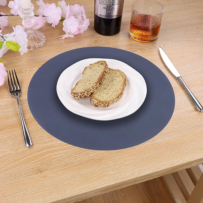 SHACOS 100 PCS Round Paper Placemats 13 inch Disposable Paper Place Mats for Dinner Wedding Birthday Party Festival Table Decoration Indoor Outdoor, Navy Blue