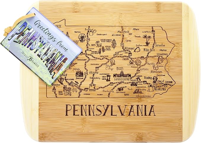 Totally Bamboo A Slice of Life Pennsylvania State Serving and Cutting Board, 11" x 8.75"