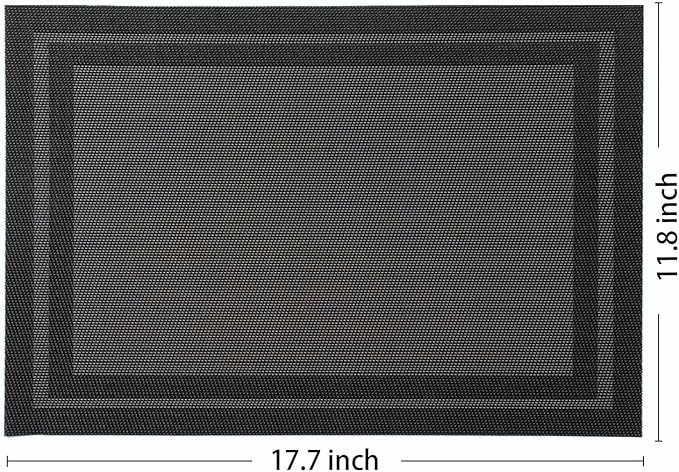 AHHFSMEI Placemats for Dining Table Set of 8 Woven Vinyl Plastic Place Mats Non-Slip Heat Insulation Stain Resistant Table Mats Washable Easy Clean Placemats (Black Frame 8)