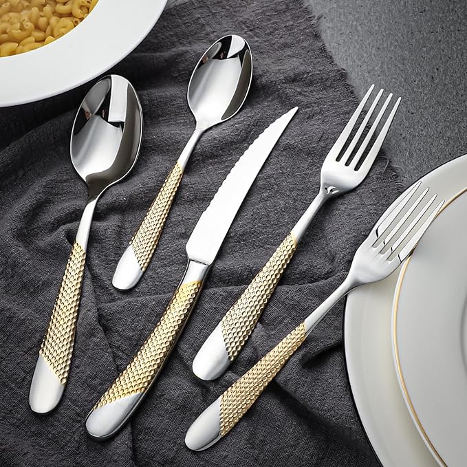 60-Piece Silverware Set Stainless Steel Flatware Sets for 12 Includes Knives Spoons Forks Heavy Duty Cutlery Set for Home Kitchen Hotel