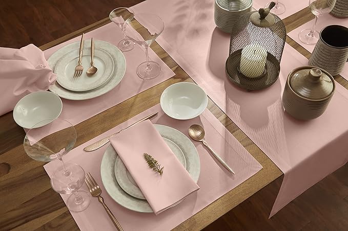 Solino Home Pink Cloth Napkins Set of 4 - Dru Cotton Linen Dinner Napkins 20 x 20 Inch for Christmas, New Year - Handcrafted and Machine Washable