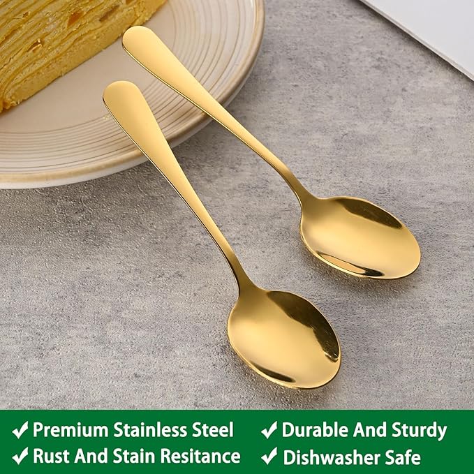 4.7 Inches Coffee Spoon,8-Piece Cute Gold Espresso Spoons,Mini Coffee Spoon,Mirror Polishing Stainless Steel Teaspoon,Tea Spoons For Home Cafe