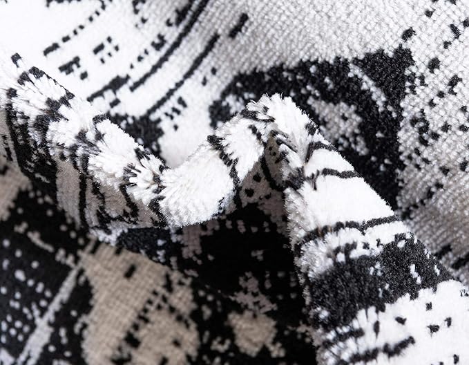 Rugs.com Oregon Collection Rug – 2' 2 x 3' Black and White Low-Pile Rug Perfect for Living Rooms, Large Dining Rooms, Open Floorplans