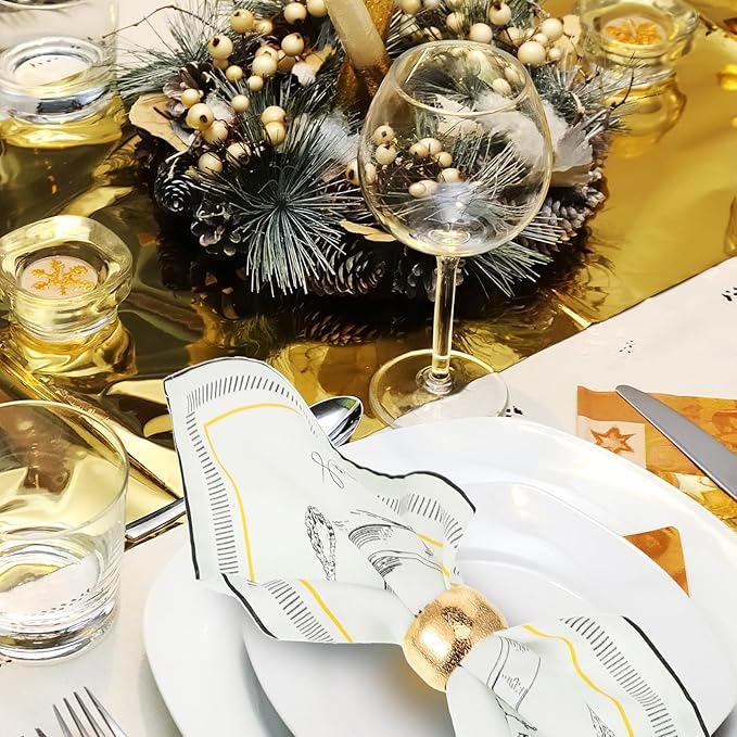Lallisa 24 Pcs Gold Napkin Rings Bulk Metal Classic Brass Napkin Ring Holders Elegant Farmhouse Cloth Table Decorations for Tea Wedding Anniversary Birthday Dinners Party Supplies