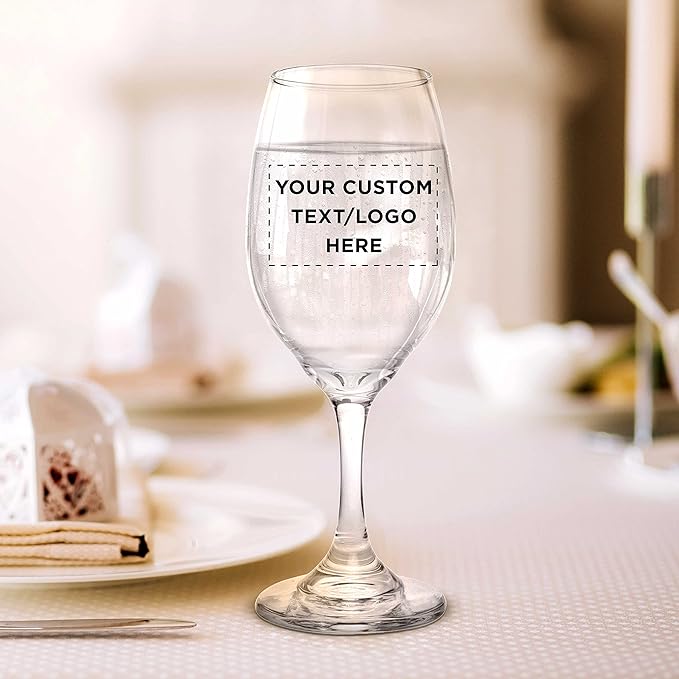 DISCOUNT PROMOS 50 Water and Wine Goblet Glasses Set, 12.75 oz. - Customizable Text, Logo - Colombia made - Clear