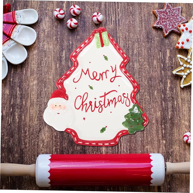Christmas Tree Ceramic Plate Versatile Dipping Dish for Condiments Fruits Nuts Unique Holiday Serving Platter for Festive Table Settings