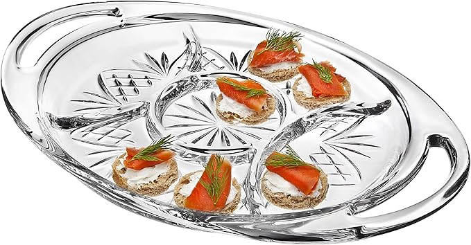 Godinger Dublin Serving Tray, Serving Platter, Appetizer Platter, Pastry Tray with Handles 16X10