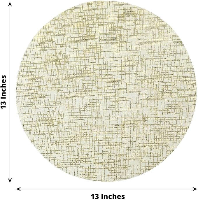 50 Pack 13" Gold Glitter Mesh Placemats - Round Disposable Durable Perfect for Parties and Events