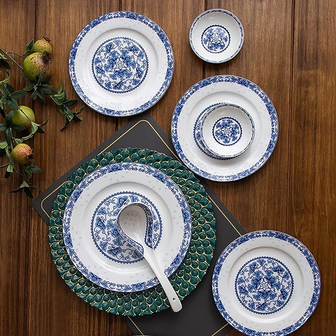 Dinnerware Set Dinner Party Tableware Service Set Ceramic Tableware 60-piece Set, Blue and White Porcelain Ceramic Bowl and Plate Household Kitchen Plate and Bowl Set, FPYY2024040817