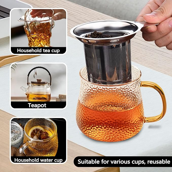 3 Pack Stainless Steel Tea Infuser, Fine Mesh Loose Leaf Tea Steeper Filter With Handle, Reusable Tea Strainer Holder Diffuser for Cup Pot Mug Glass (Silver)