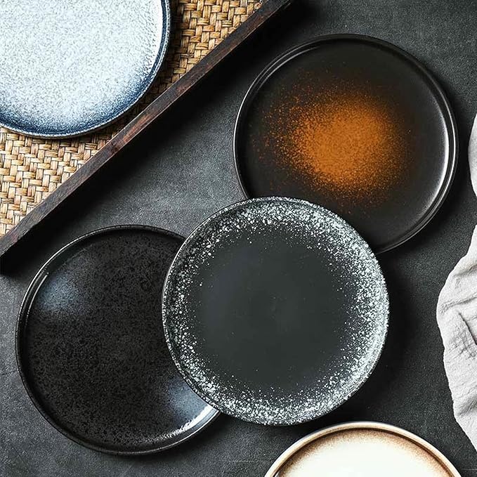 Japanese solid color household simple and exquisite underglaze ceramic plate -8-inch steak plate (Lan Yun)