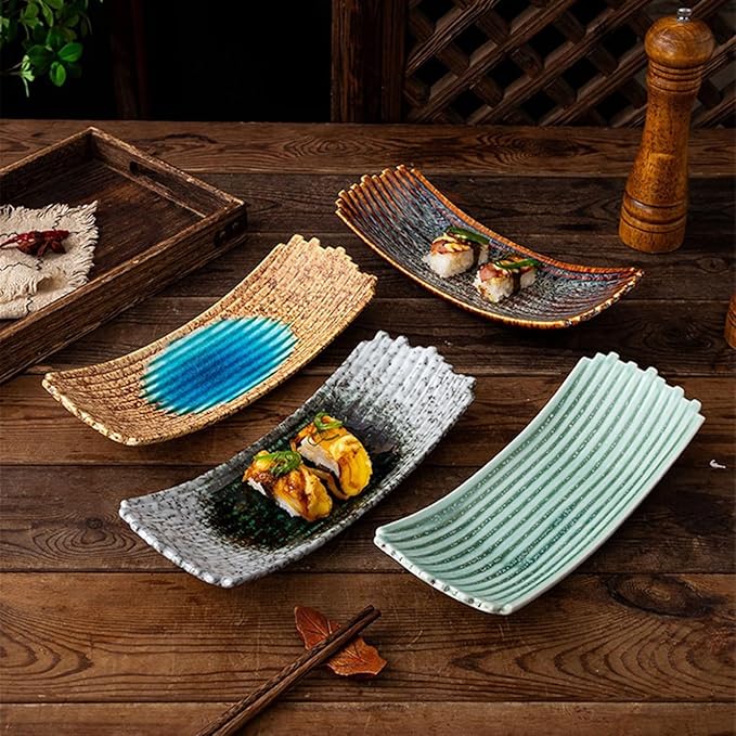 Sauce Dish Underglaze Creative Kiln Change Glaze Snack Plate Long Snack Fruit Plate Dip Plate Appetizer Plate Snack Plate(A)