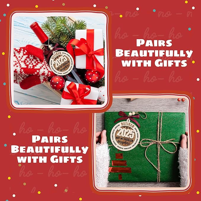 Retirement Gifts for Men - Retirement Ornament 2025 - Happy Funny Cool Retire Party Gifts - Mens Retired Gift Ideas for Coworker, Boss, Teacher, Nurse, Man - Wood Retired Christmas Ornament