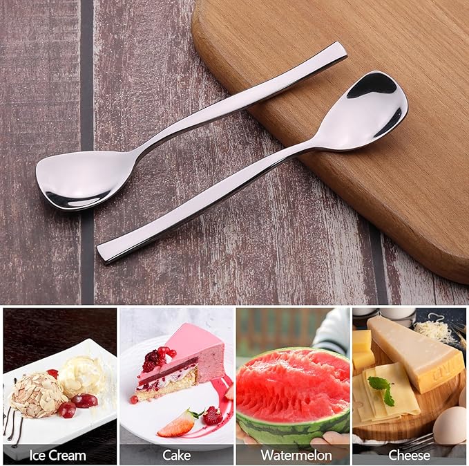 12 Pieces Stainless Steel Gelato/Ice Cream Spoons, Shovel Dessert Spoons for Yogurt, Tea, Cocktail, Sugar