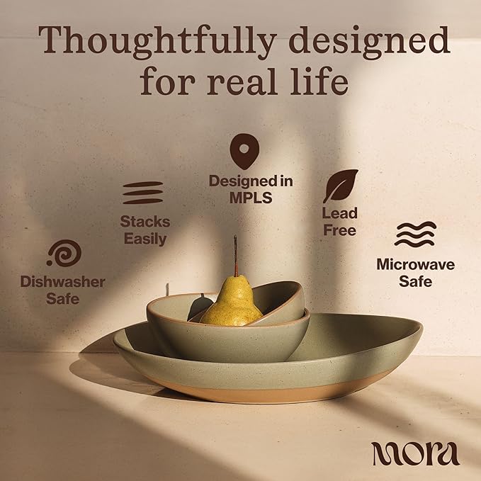 MORA Jumbo and Large Serving Dishes Set of 2, 13 inch and 12 inch Ceramic Pottery Oval Platters - Microwave, Oven and Dishwasher Safe - Liquorice