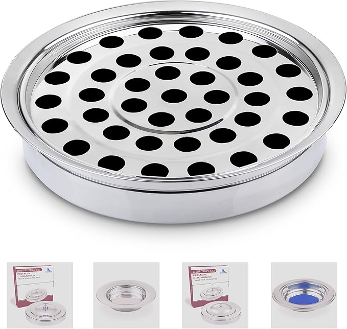 (Cup Tray) Silver Premium Communion Trays for Churches | Stainless Steel Communion Set, Supplies | 40 Cup Tray | Church Communion Ware Sets