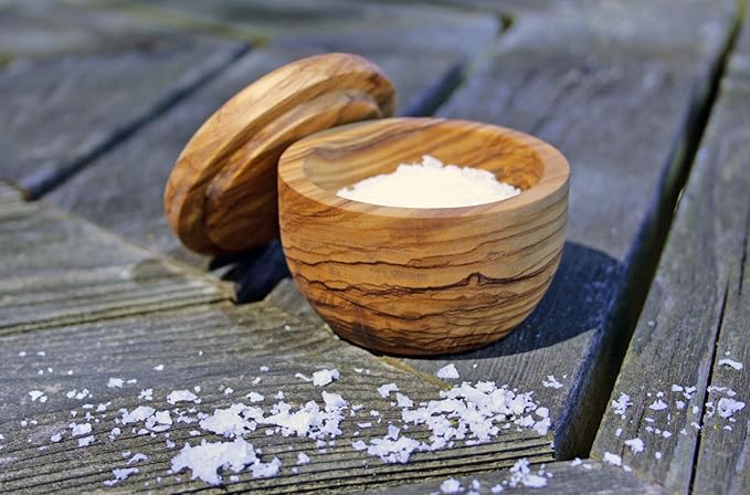 Swissmar Napoli Olive Wood Salt Keeper – Small Container with Removable Wooden Lid, Countertop Spice Jar for Flaky Crystals, Sugar, Seasoning, Kitchen Storage Canister, 2.2 oz / 65 ml