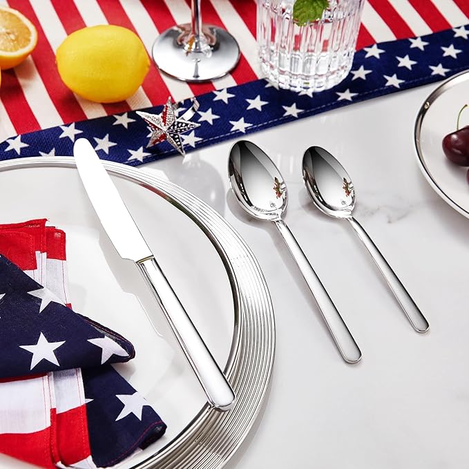 KEAWELL Premium Lucent 4-Piece 6.4 inch Spoon Set – 18/10 Stainless Steel Silverware with Mirror Polish, Dishwasher Safe for Table Setting and Entertaining (4, Teaspoons)