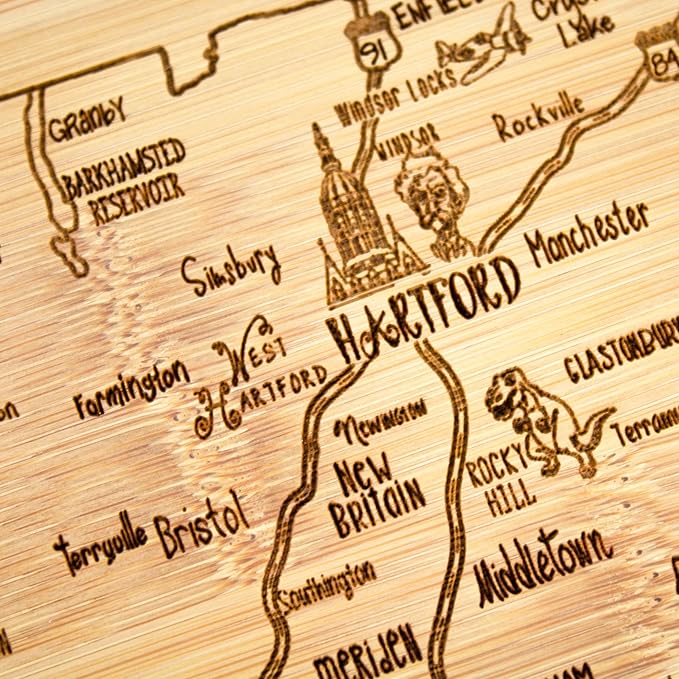 Totally Bamboo A Slice of Life Connecticut State Serving and Cutting Board, 11" x 8.75"