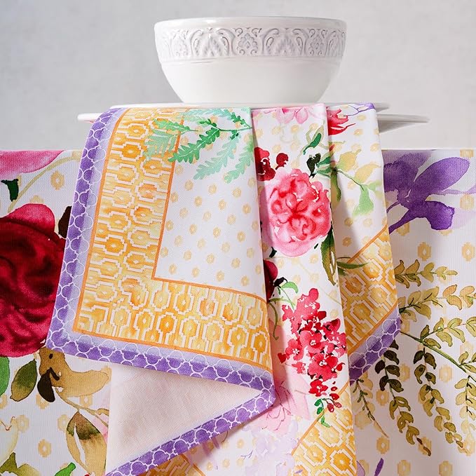 Maison d' Hermine Napkin 100% Combed Cotton Premium Cloth Napkin Decorative Washable Napkins Set of 4 for Home, Kitchen, Dining, Cocktail Parties & Camping - Summer Joy (20”X20”)