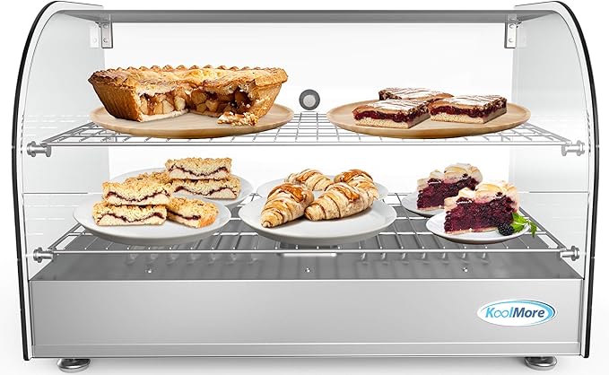 KoolMore 22 in. Commercial Two Shelves Countertop Food Warmer Display Case - 1.5 cu. ft. in Stainless-Steel (HDC-1.5C)