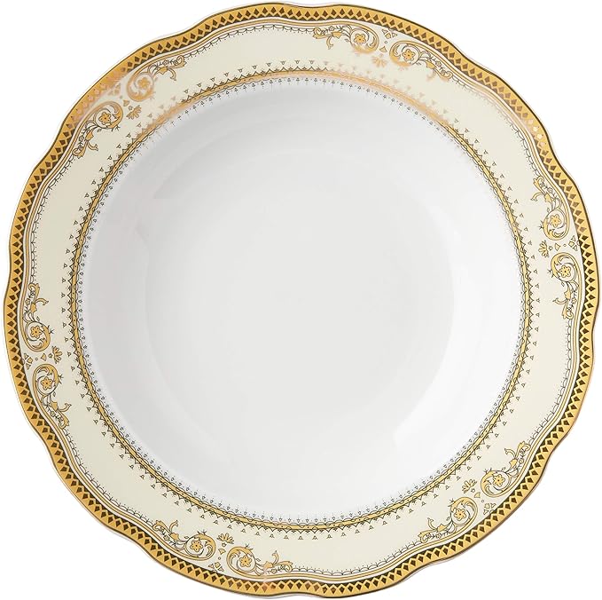 Lorren Home Trends Isabella-24 24 Piece Isabella Design Porcelain Wavy Edge Dinnerware Set, White