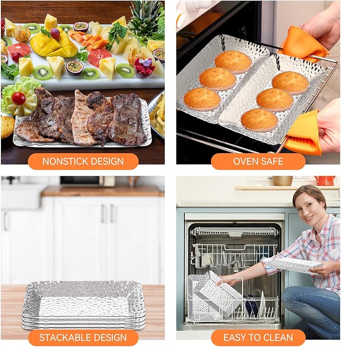 12 Pcs Hammered Metal Serving Tray 6.3 x 3.94 Inch Rectangle Stainless Steel Silver Tray Decorative Storage Platter for Vanity Plate Jewelry Dish Tea Fruit Platter Kitchen Bathroom Storage