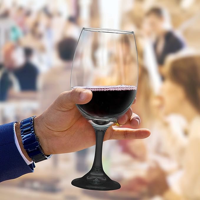 DISCOUNT PROMOS Rioja Grand Wine Glasses 20.75 oz. Set of 10, Bulk Pack - Perfect for Hotel, Bar, Restaurant or Lounge - Black