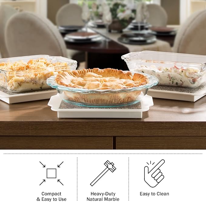 Food Warmer Plate - Microwavable 9-Inch Marble Hot Plate Keeps Food Warm Longer - Great for Parties, Family Gatherings, and Holidays