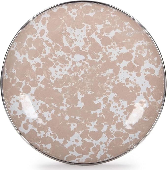 Golden Rabbit Enamelware Appetizer Plates, 6 inch, Taupe Swirl, Set of 4