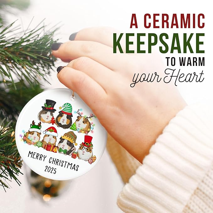 ZAGKOO Guinea Pig Christmas Ornament - Funny Guinea Pig Gifts - Cute Pet Ornaments for Christmas Tree, Animal Lover Gift Ideas - Ceramic Xmas Tree Ornaments Holiday Decor 2025