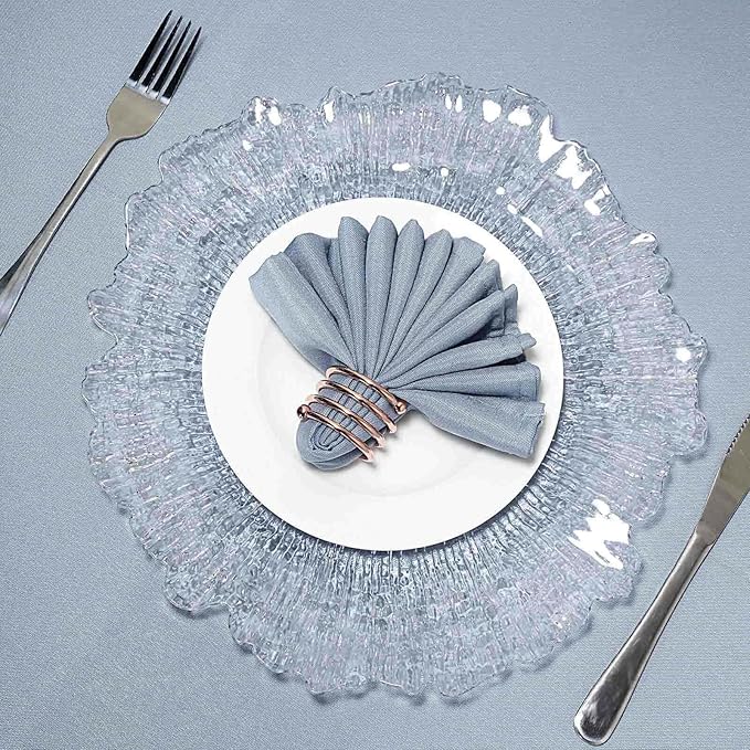 13" Charger Plates - Set of 24 - Acrylic Clear Round Reef Disposable Chargers, Ideal for Dinner Party Wedding Holiday Bulk Events