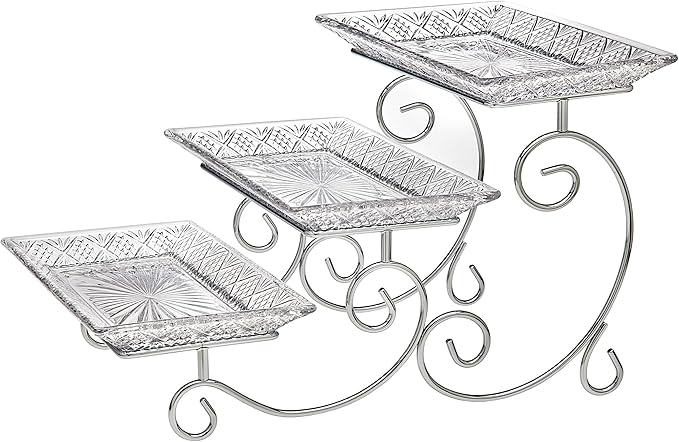 Godinger Dublin 3- Tiered Serving Stand for party and Event Dessert and Food Display Server